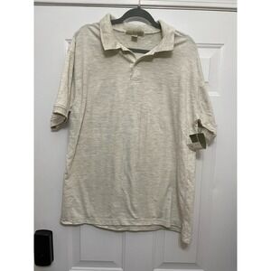 NWT Vintage 90s Basic Equipment Short Sleeve Polo Size XL Cream Casual Textured